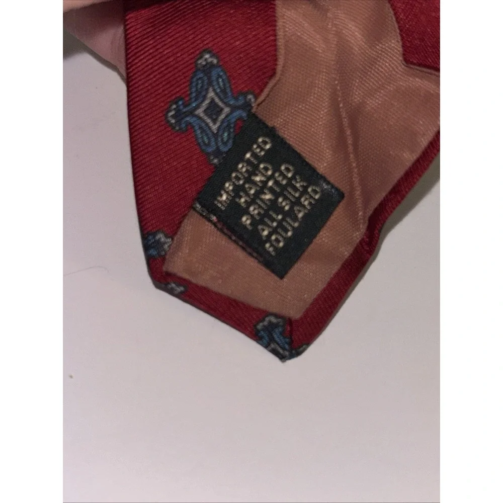 Vintage Bert Pulitzer Red Geometric Silk Tie Necktie